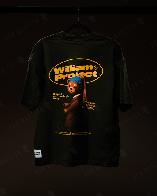 T-Shirt Oversize William Project Verde "Pearl Earrings"