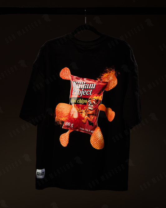 T-Shirt Oversize William Project Negra "Hot Chips"