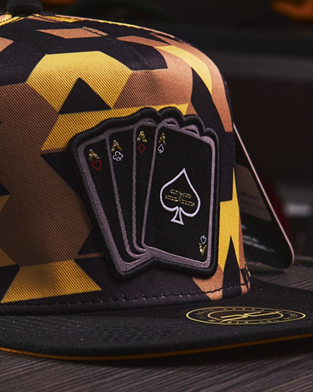 JC Hats Poker Camo Yellow