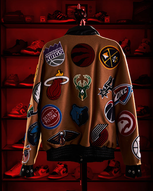 Jeff Hamilton - NBA Collage Wool & Leather Jacket