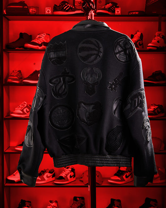 Jeff Hamilton - NBA Collage Wool & Leather Jacket Black/Black