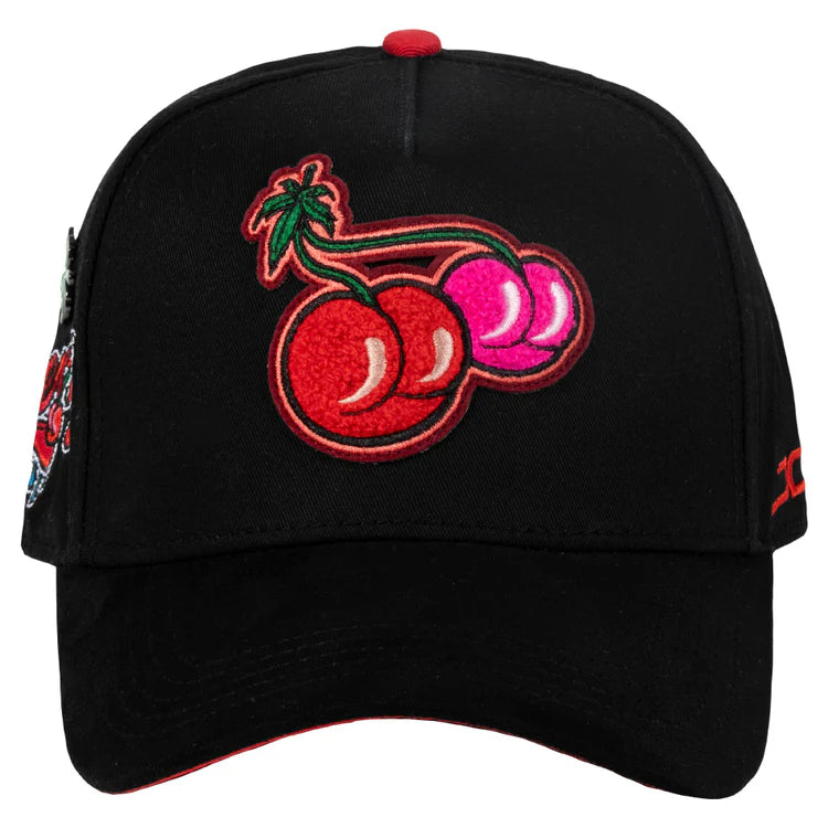 GORRA JC HATS LOU LOU CHERRY BLACK