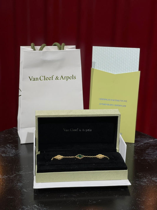 Pulso Tipo Van Cleef & Arpels Gold/Green
