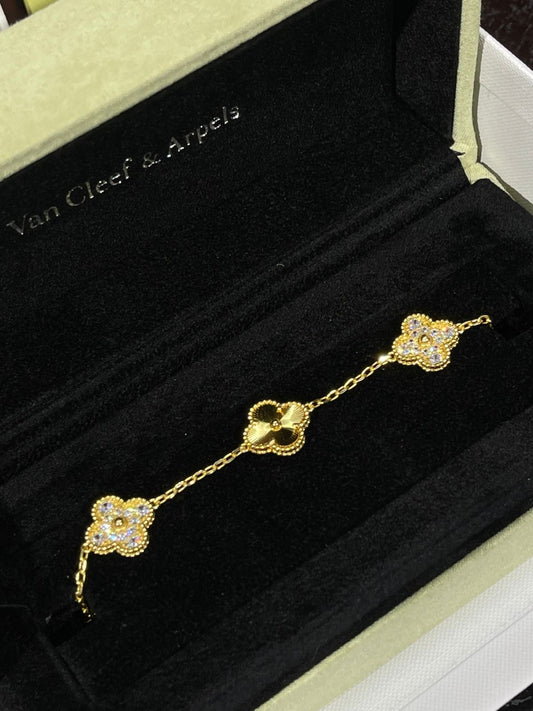 Pulso Tipo Van Cleef & Arpels Gold Zirconia