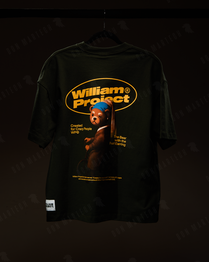 T-Shirt Oversize William Project Verde "Pearl Earrings"