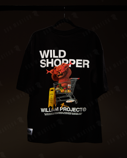 T-Shirt Oversize William Project Negra "Wild Shopper"