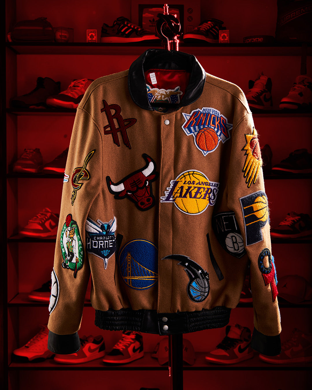 Jeff Hamilton - NBA Collage Wool & Leather Jacket