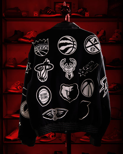 Jeff Hamilton - NBA Collage Wool & Leather Jacket Black/White