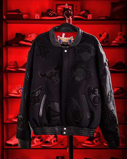 Jeff Hamilton - NBA Collage Wool & Leather Jacket Black/Black