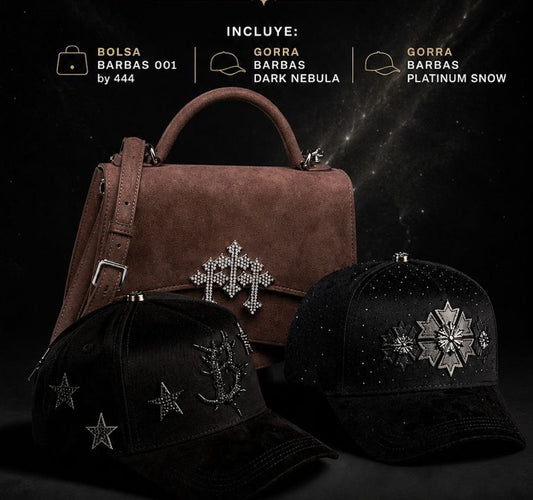 El Barbas Hats - Bolsa 001 By 444 Brown + Gorra Dark Nebula + Gorra Platinum Snow Flake